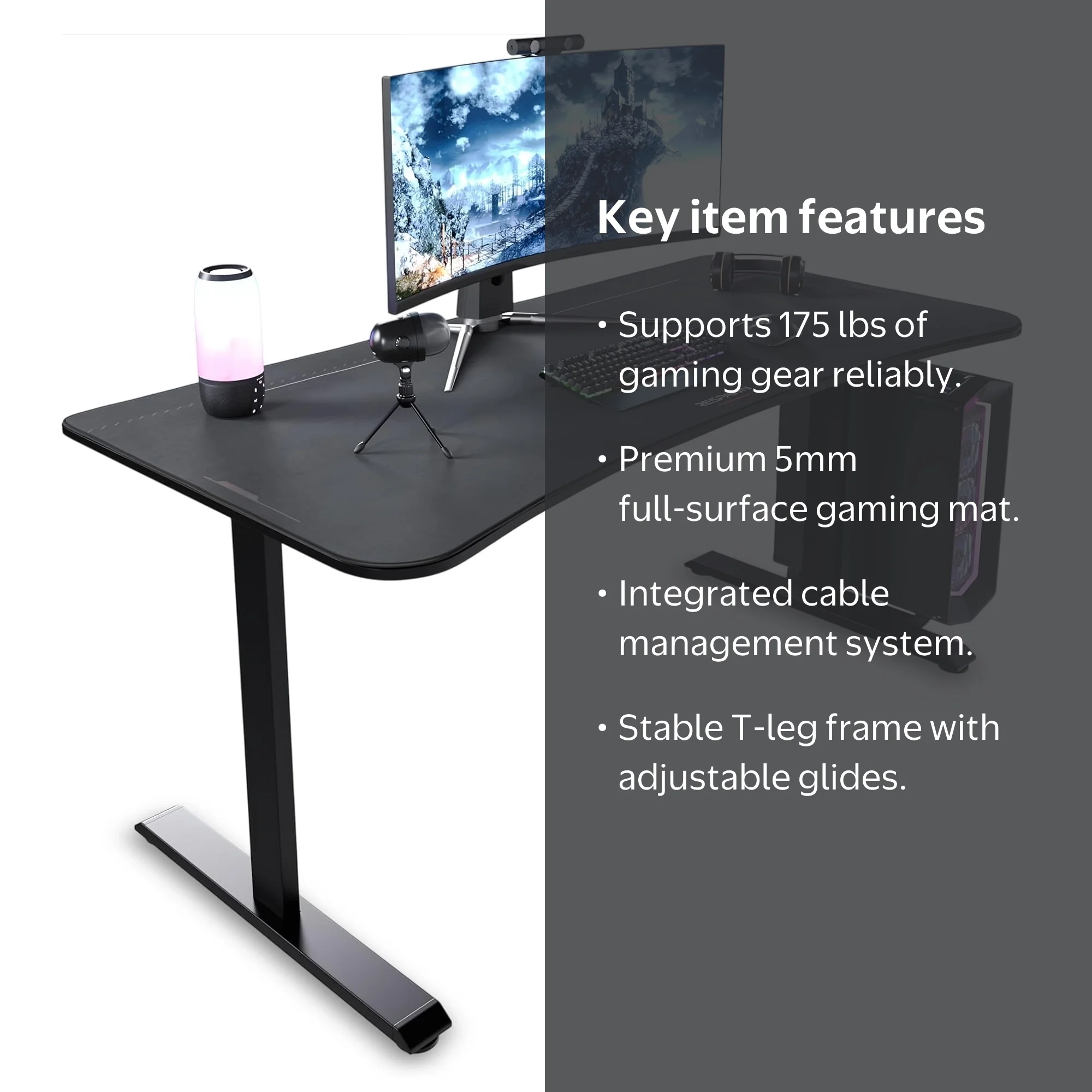 Free Shipping! RESPAWN 1063 Gaming Desk - 63in Computer Desk With