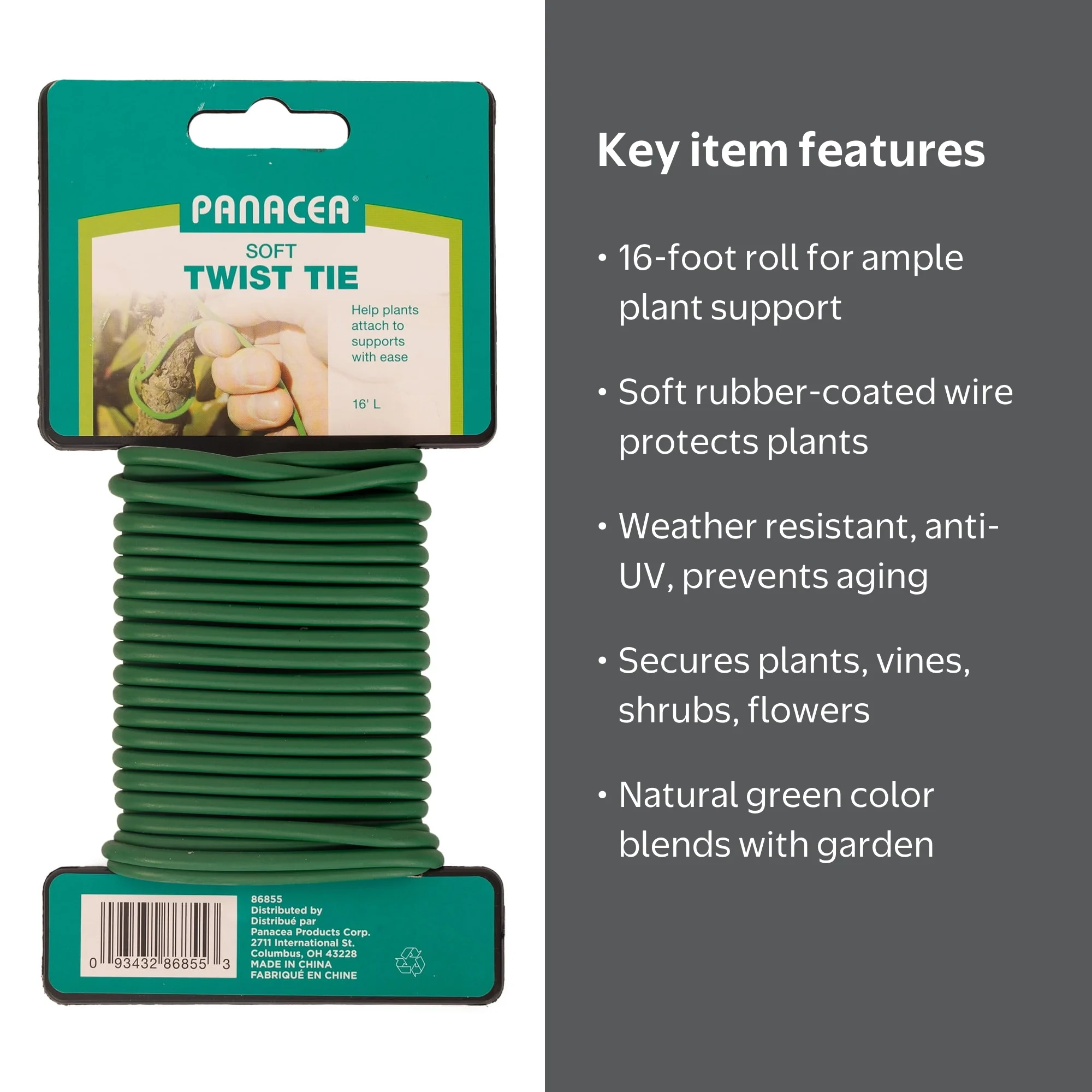 Panacea 16 ft Soft Coated Wire Tie Green - Walmart.com