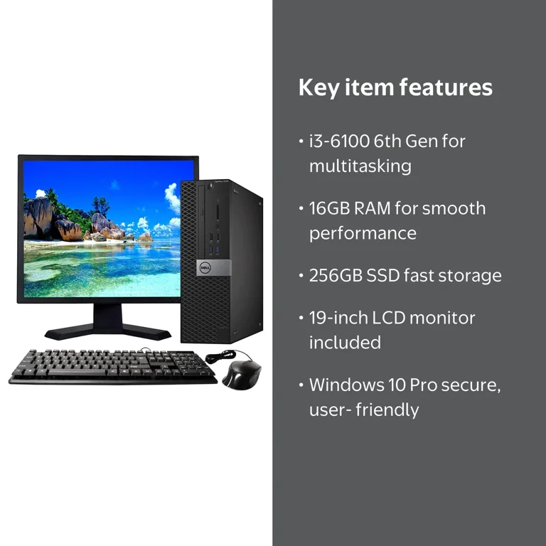 Restored Dell OptiPlex 3040 SFF Desktop Computer i3-6100 16GB RAM