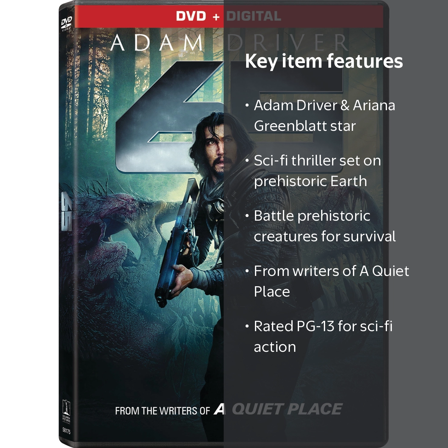 Sony Pictures 65 - Sci-Fi Thriller Movie (DVD + Digital Copy