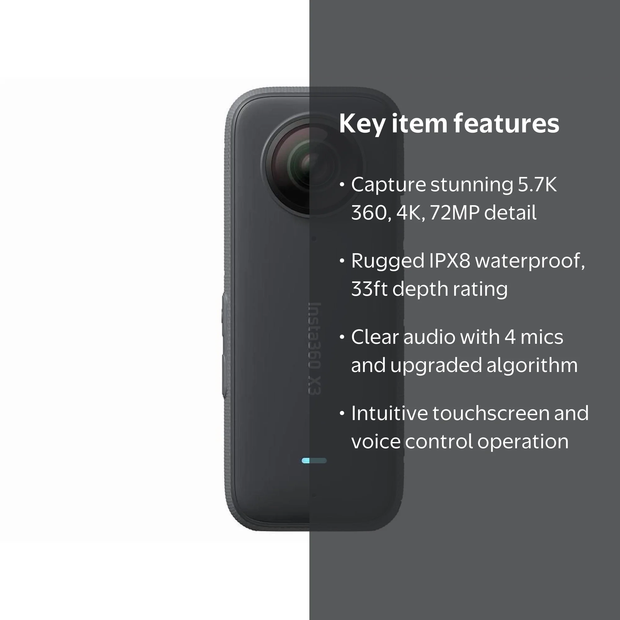 Insta360, Pocket 360 Action Camera CINSAAQ, 5.7K 360 Video