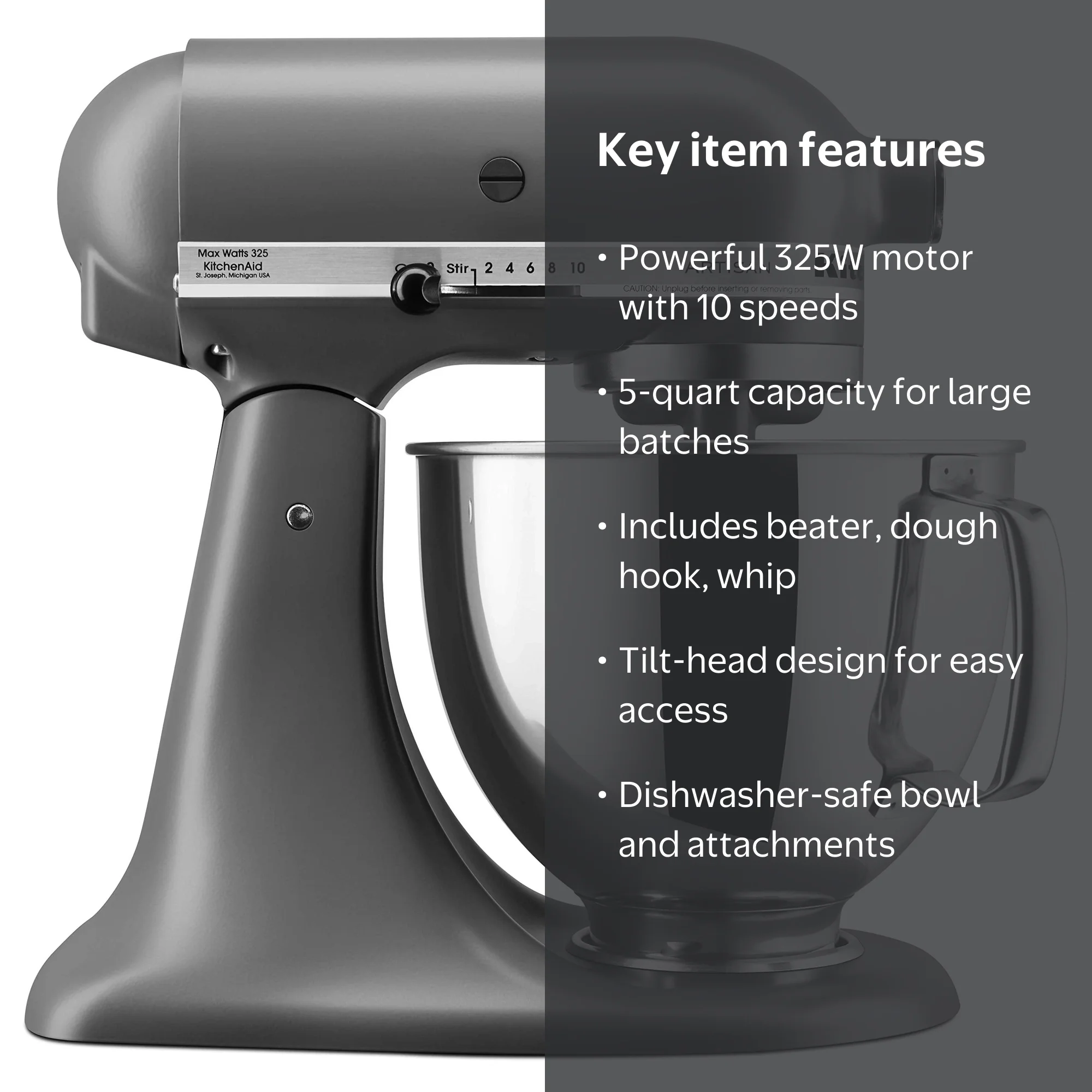 KitchenAid 5-Quart Artisan Tilt-Head Stand Mixer | Matte Gray