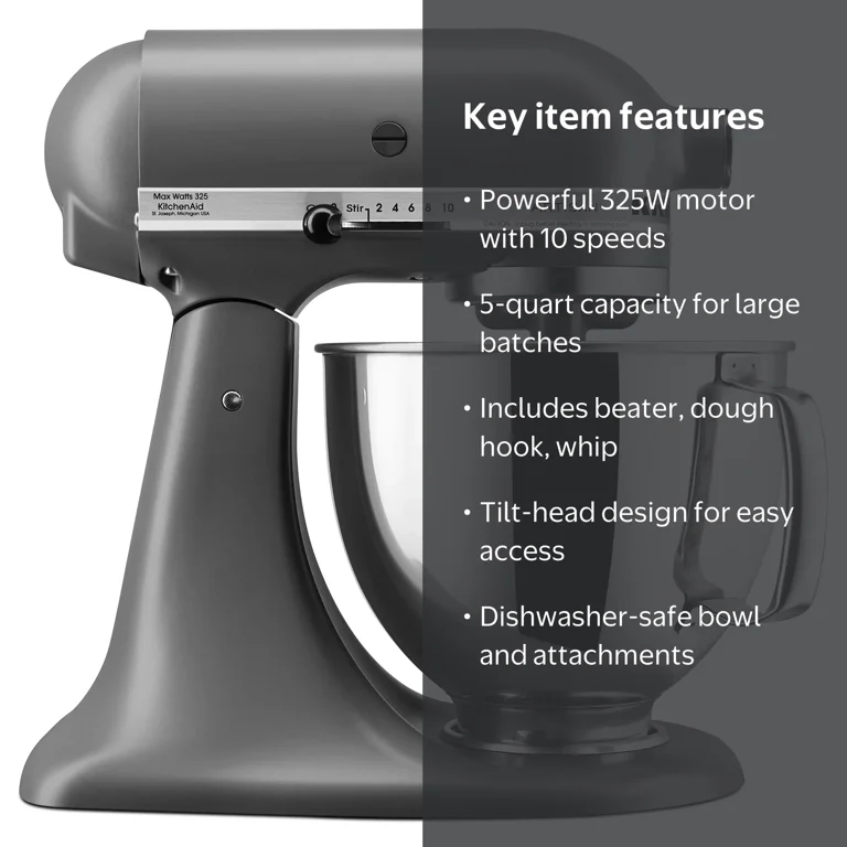 KitchenAid 5-Quart Artisan Tilt-Head Stand Mixer | Matte Gray