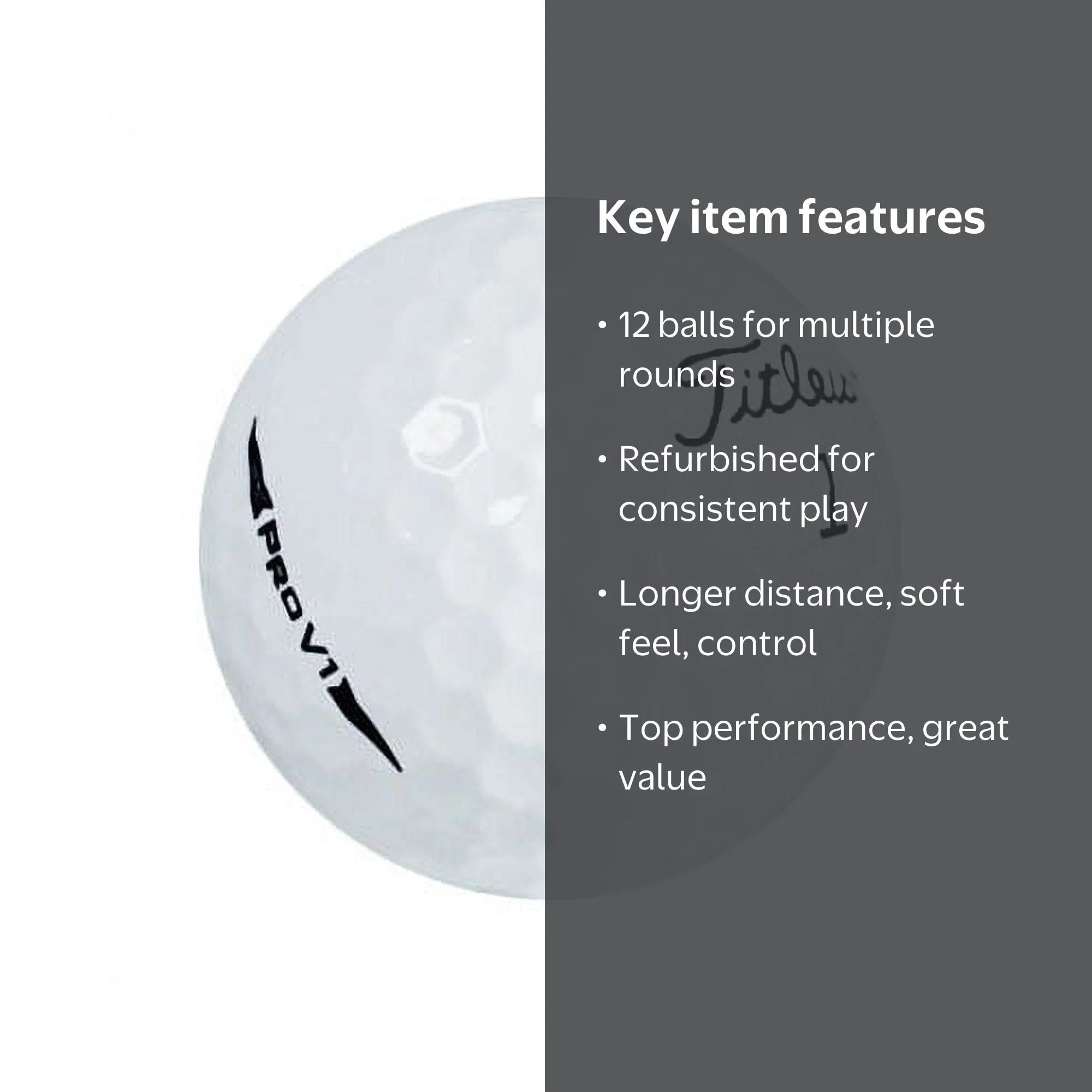 Titleist, Refinished Golf Balls, 12 Pack, Premium Performance