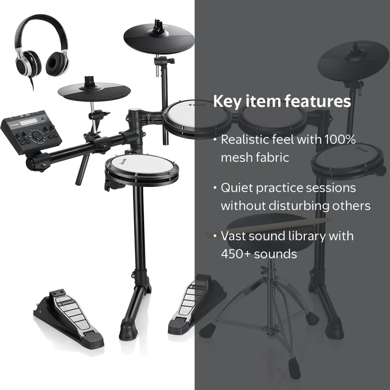 Donner, Electric Drum Set, 31 Kits, 450+ Sounds, Black - Walmart.com