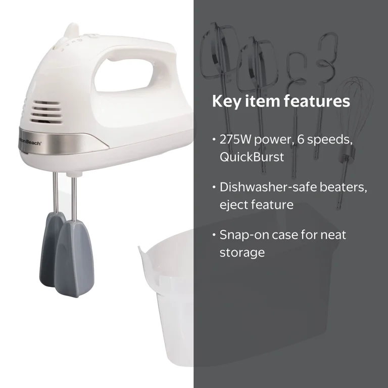Hamilton Beach 6 Speed Hand Mixer w/ Snap-On Storage, 7 Kitchen
