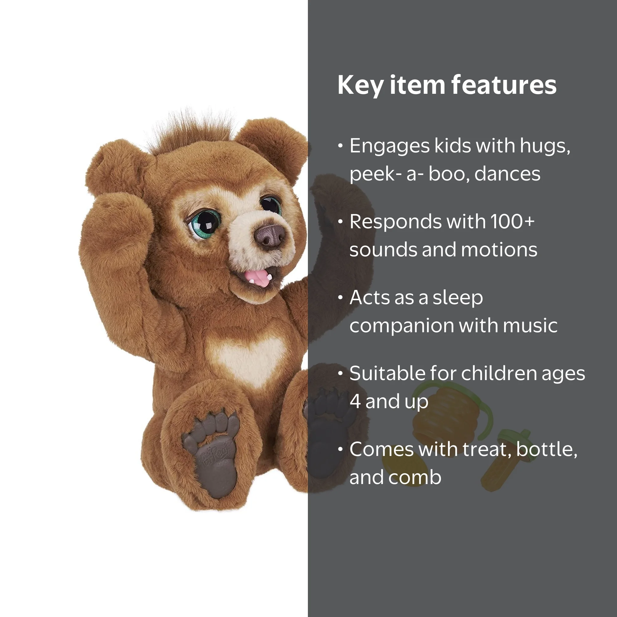 FurReal Cubby, The Curious Bear Interactive Plush Toy, Ages 4 & Up