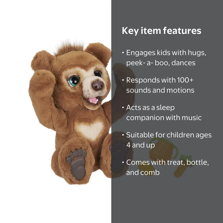 FurReal Cubby, The Curious Bear Interactive Plush Toy, Ages 4 & Up