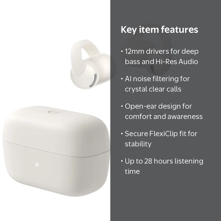 Soundcore, Open-Ear Clip-On Earbuds, C50i, White, Bluetooth 6.0