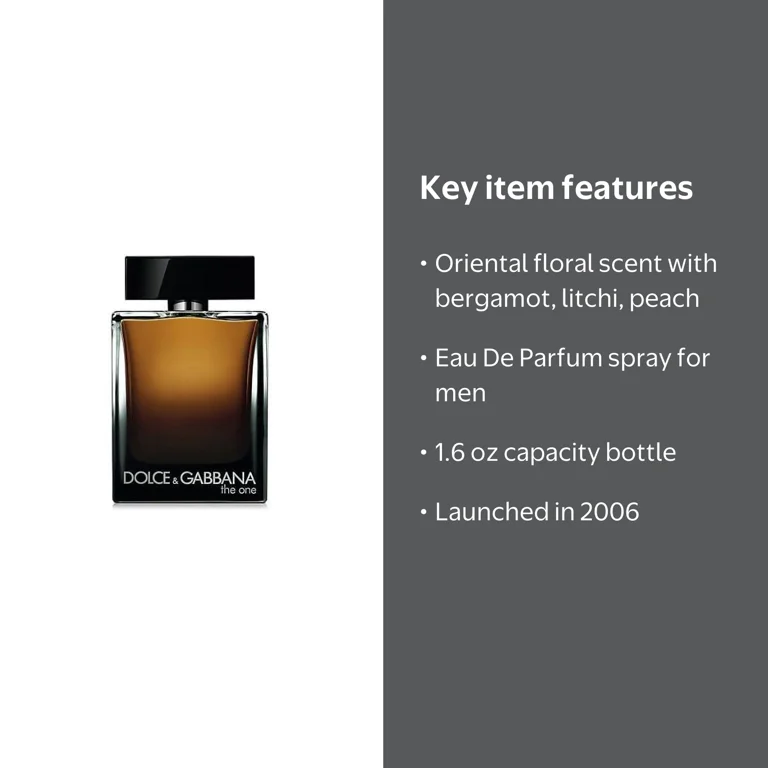 Dolce & Gabbana The One Men's Eau De Parfum Spray, Oriental Floral