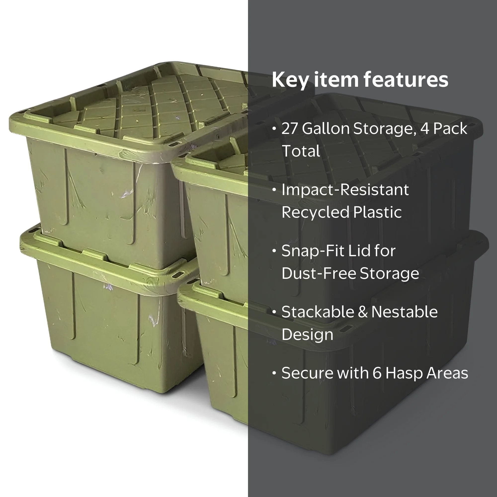 HOMZ Durabilt Large Plastic Container, 27 Gallon Heavy-Duty