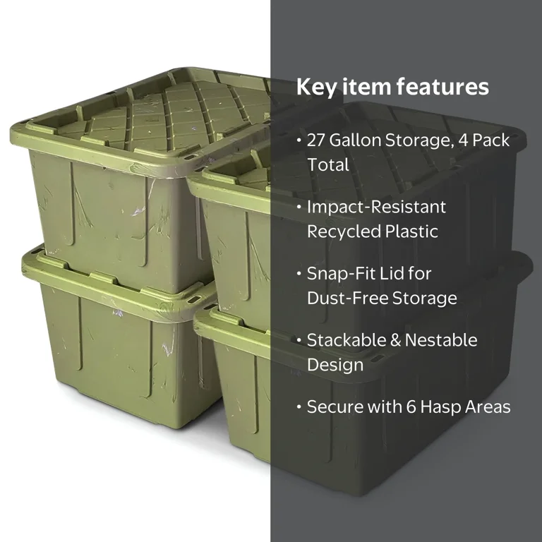 HOMZ Durabilt Large Plastic Container, 27 Gallon Heavy-Duty