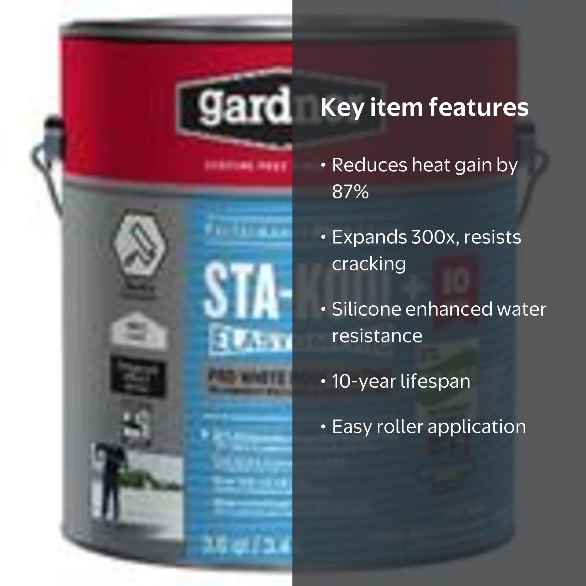 Gardner Sta-Kool PRO White Elastomeric Roof Coating, Reflective UV