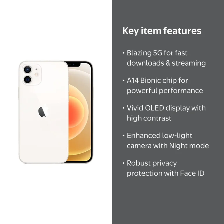 Apple iPhone 12 ホワイト 本体 64G Apple iPhone 12, Fully Unlocked, 64GB White, Refurbished, 5G