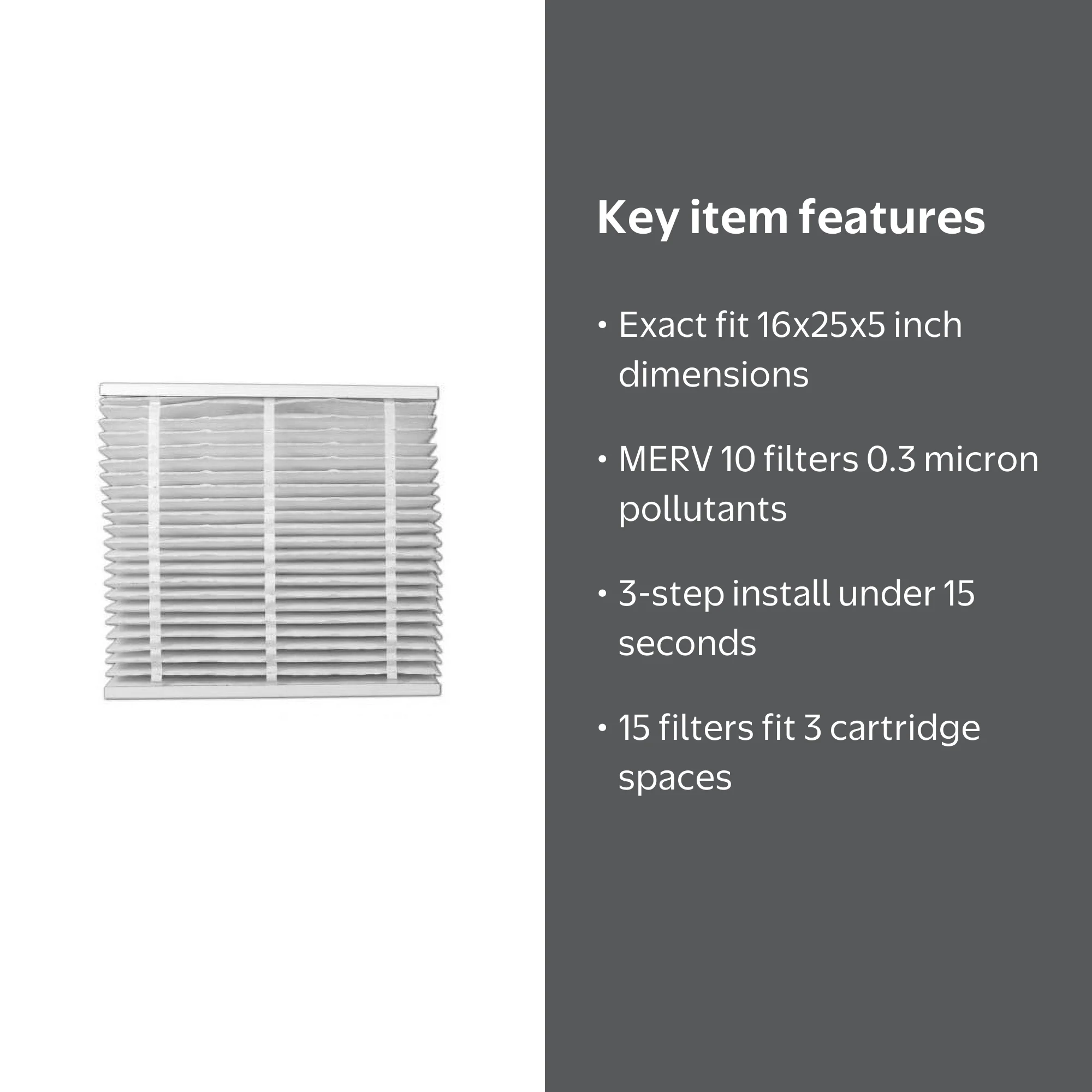 Carrier & Bryant EXPXXFIL0016 EZ Flex Air Filter, 16x25x5, MERV 10