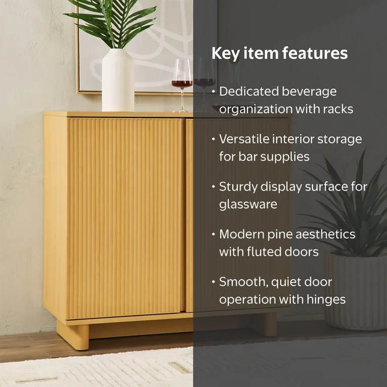 Better Homes & Gardens Lillian Fluted Bar Cabinet with Storage