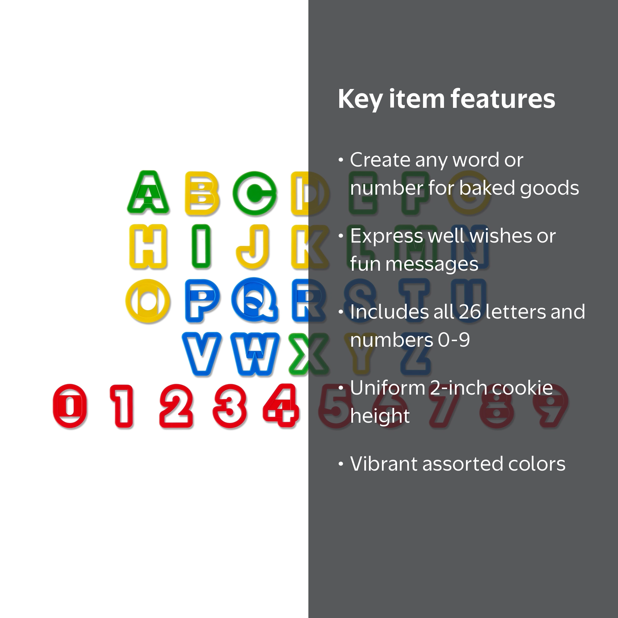 Way To Celebrate Alphabet and Number Plastic Cookie Cutter Set 36