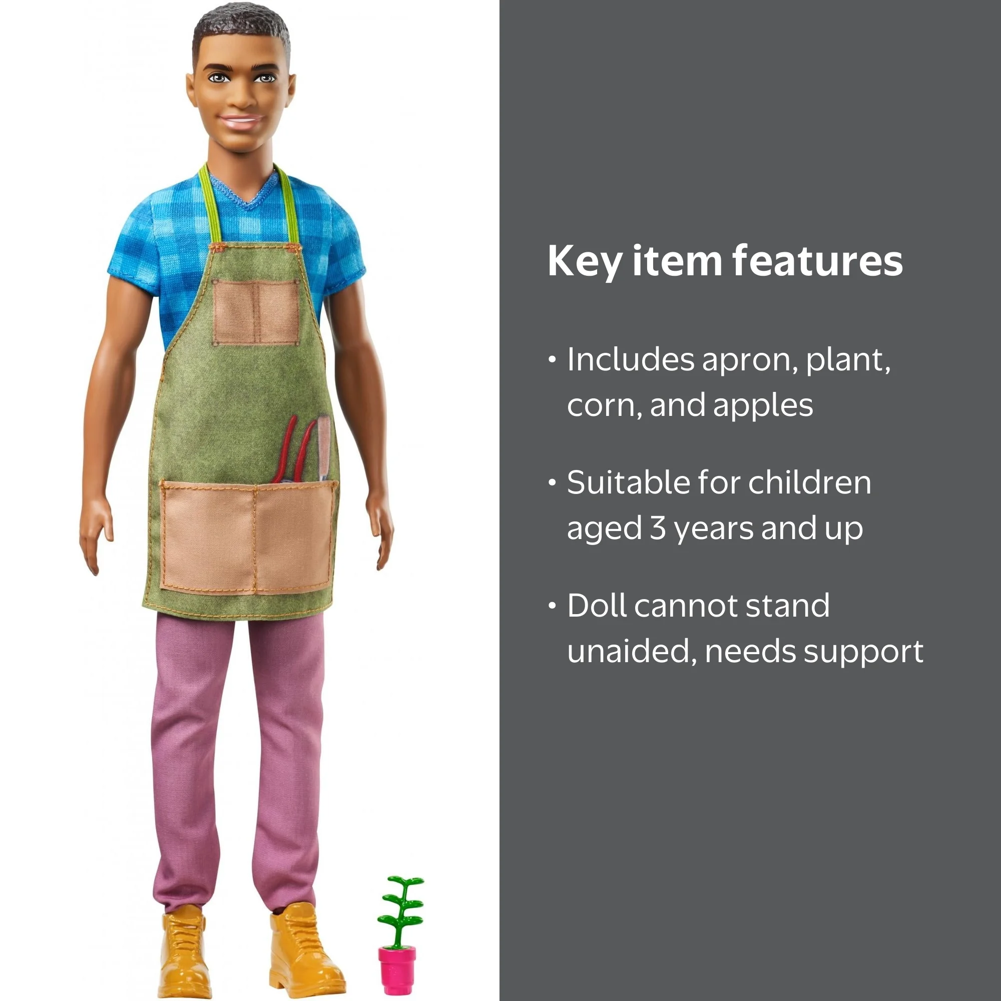 Barbie Sweet Orchard Farm Ken Friend Doll with Seedling Plant