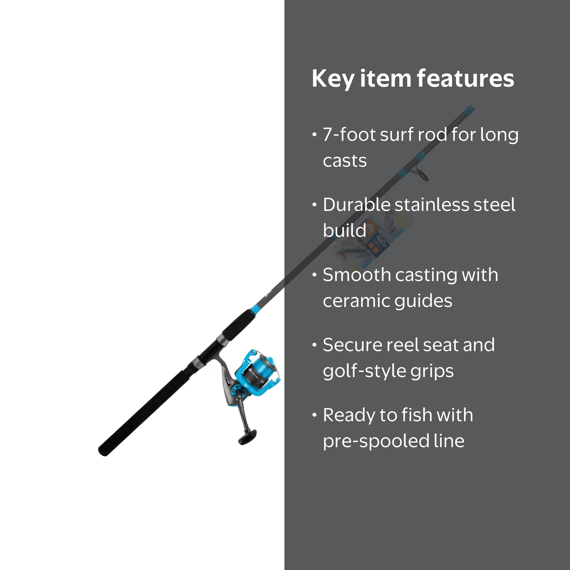 Ozark Trail Stainless Steel 7' Surf Fishing Rod Reel Combo with