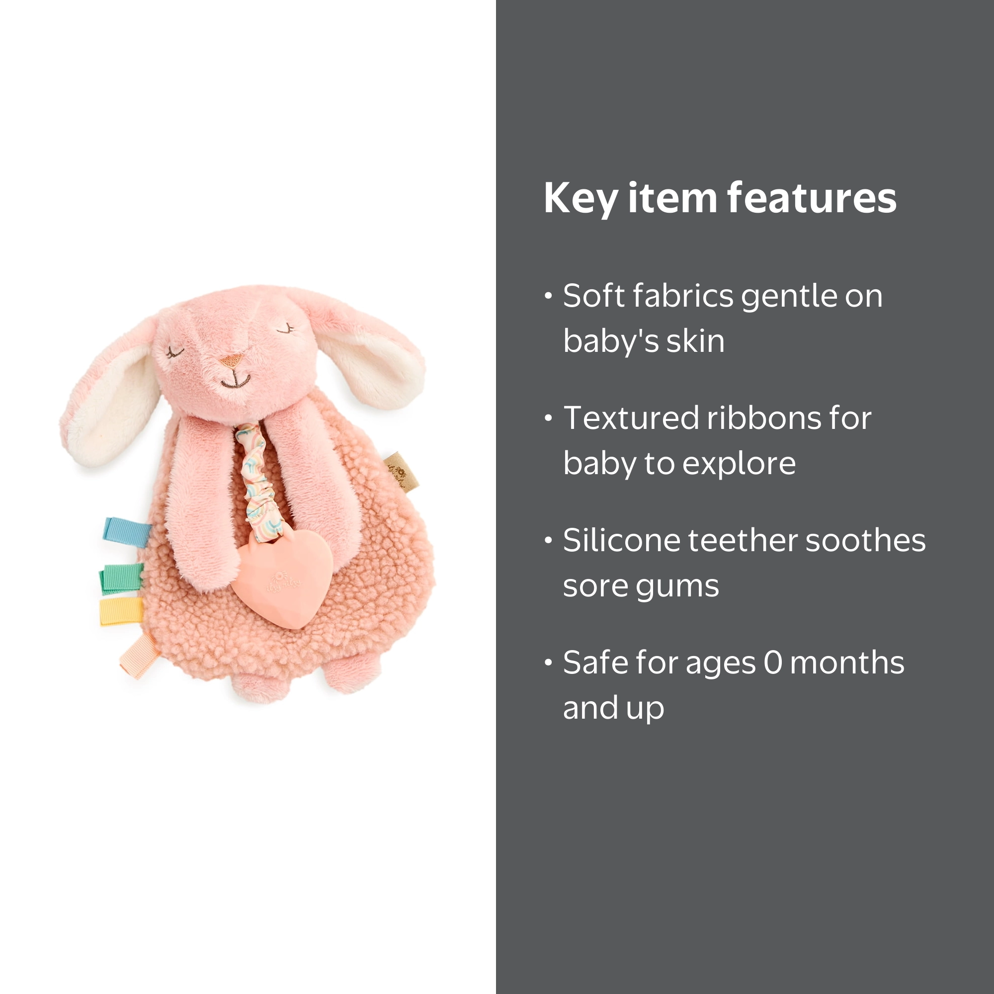 Itzy Ritzy Itzy Lovey Pink Bunny Plush with Sherpa Fabric and