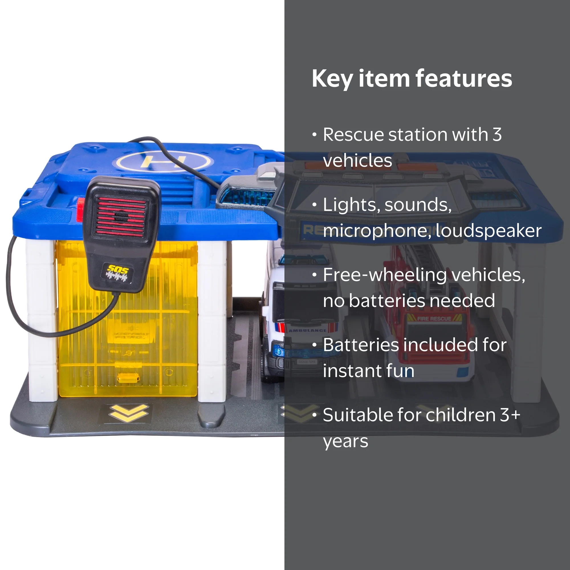 Dickie Toys, Rescue Station Play Set, with Microphone Light