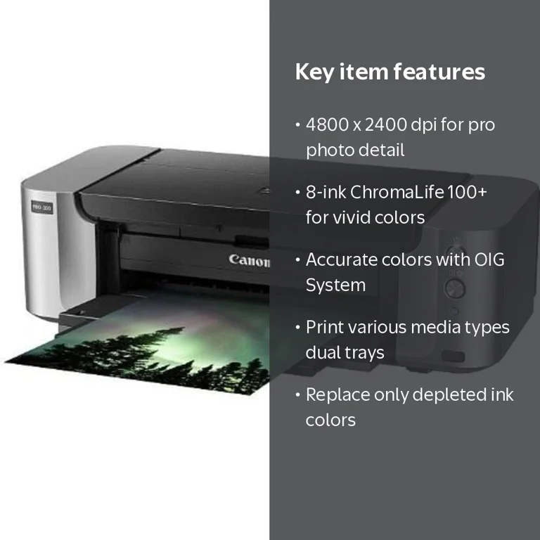 Canon PIXMA PRO-100 Professional Photo Printer, Gray, 1 Count