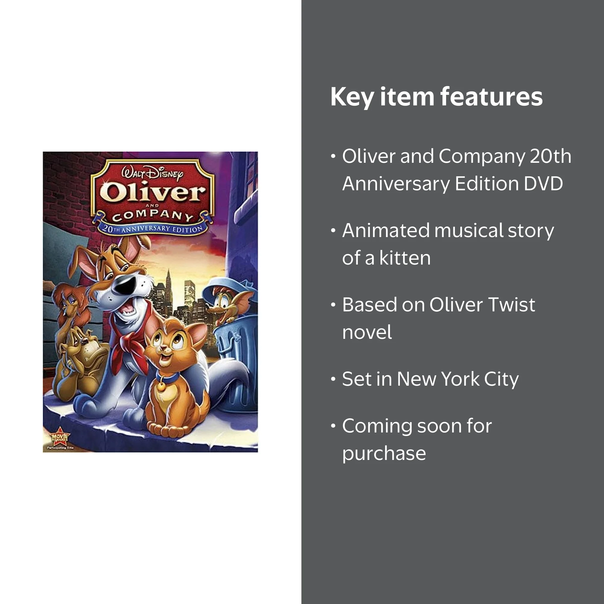 Disney, Oliver and Company 20th Anniversary Edition DVD - Walmart.com