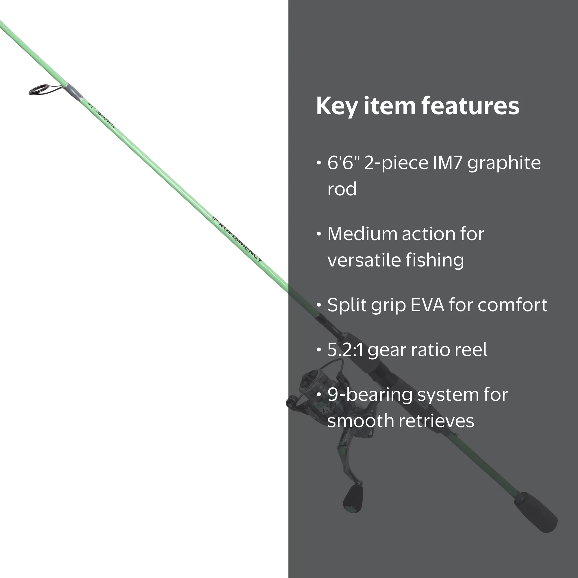 ProFISHiency 6ft 6in Medium Action Mint Spin Combo Fishing Rod