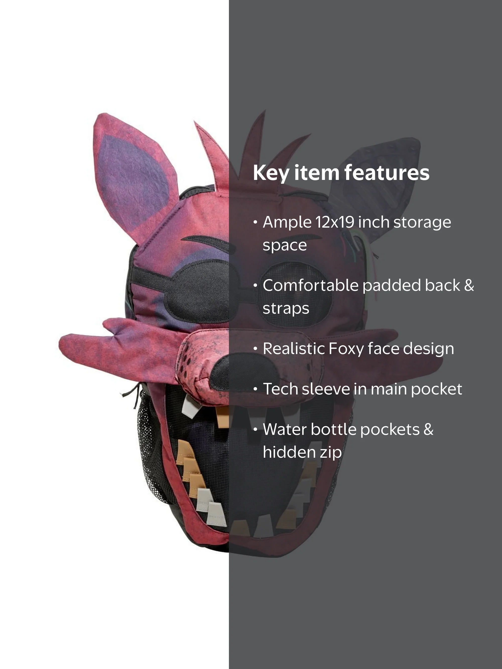 Bioworld Unisex Freddy's Foxy Face Backpack, Purple - Walmart.com