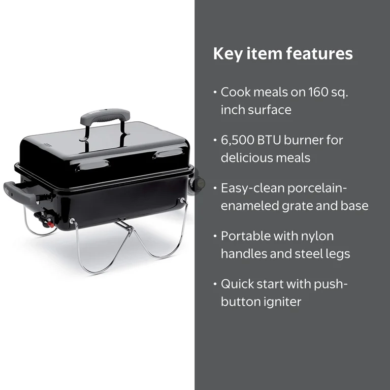 Weber 1-Burner Go-Anywhere Compact Gas Grill with Porcelain