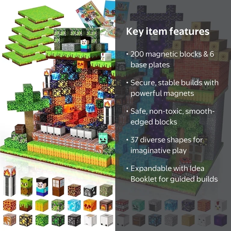 Annexfun 200-Pcs Magnetic Building Blocks with 6 Base Plates
