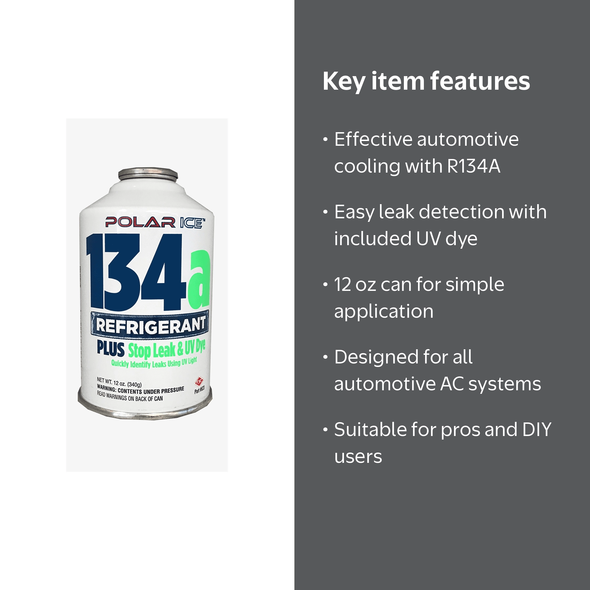 Fjc, Inc. Polar Ice™ 134a Vehicle Refrigerant, Auto Air