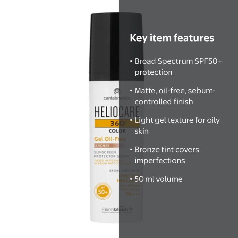 Heliocare, Sunscreen, SPF50+ Gel Bronze, Matte Sebum Control