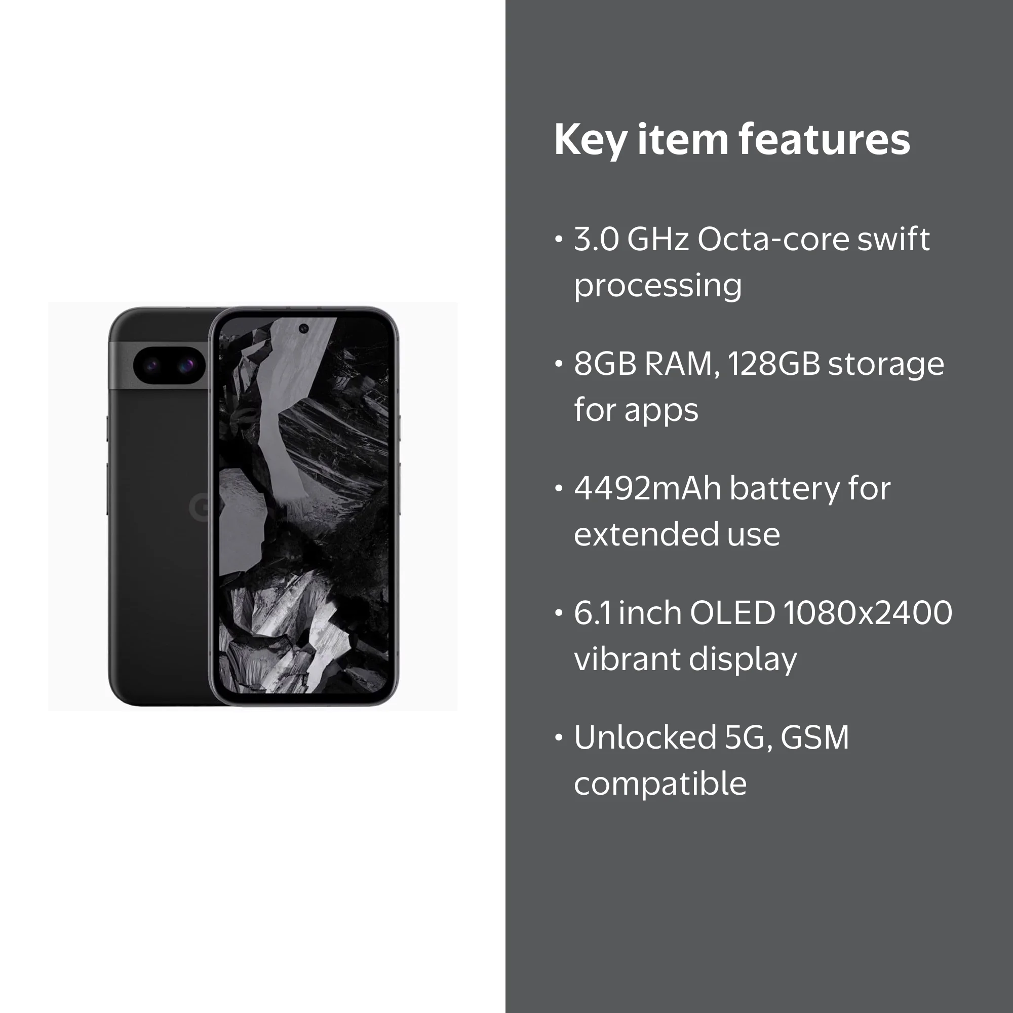 Google Pixel 8a 5G Cell Phone, 128GB, 8GB RAM, Obsidian - Walmart.com