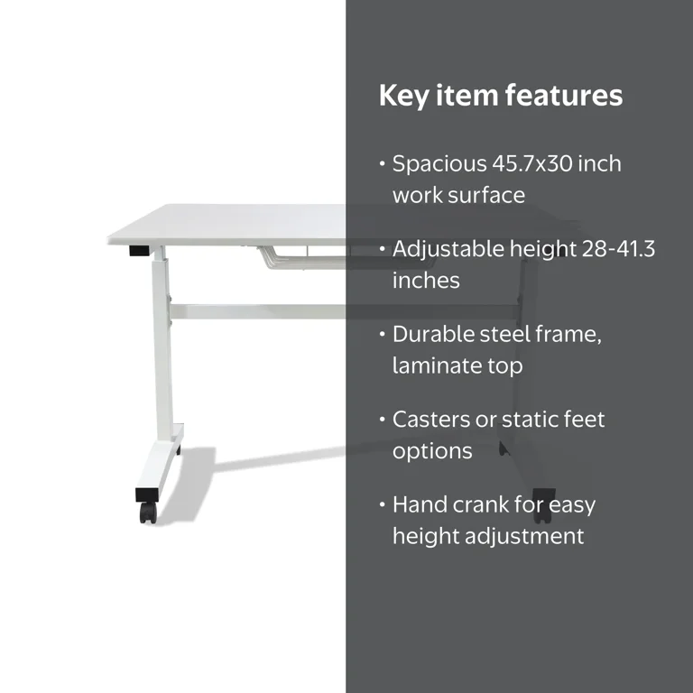 Atlantic Sit Stand Height Adjustable Desk with Side Crank and