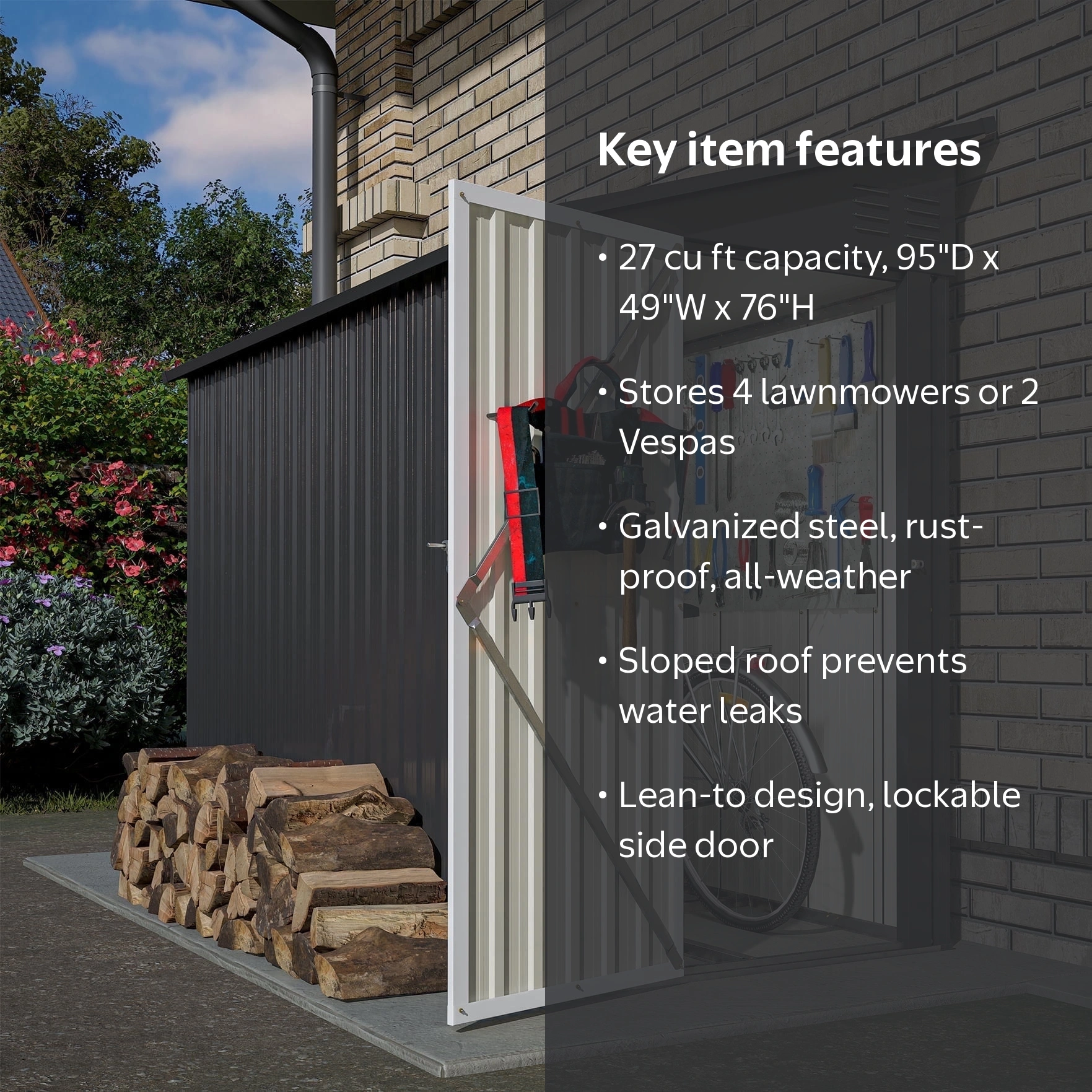 LZBEITEM 4x8 ft Outdoor Metal Storage Shed, Lockable Garden Tool