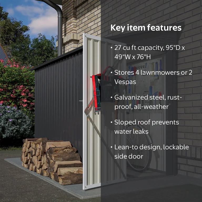 LZBEITEM 4x8 ft Outdoor Metal Storage Shed, Lockable Garden Tool