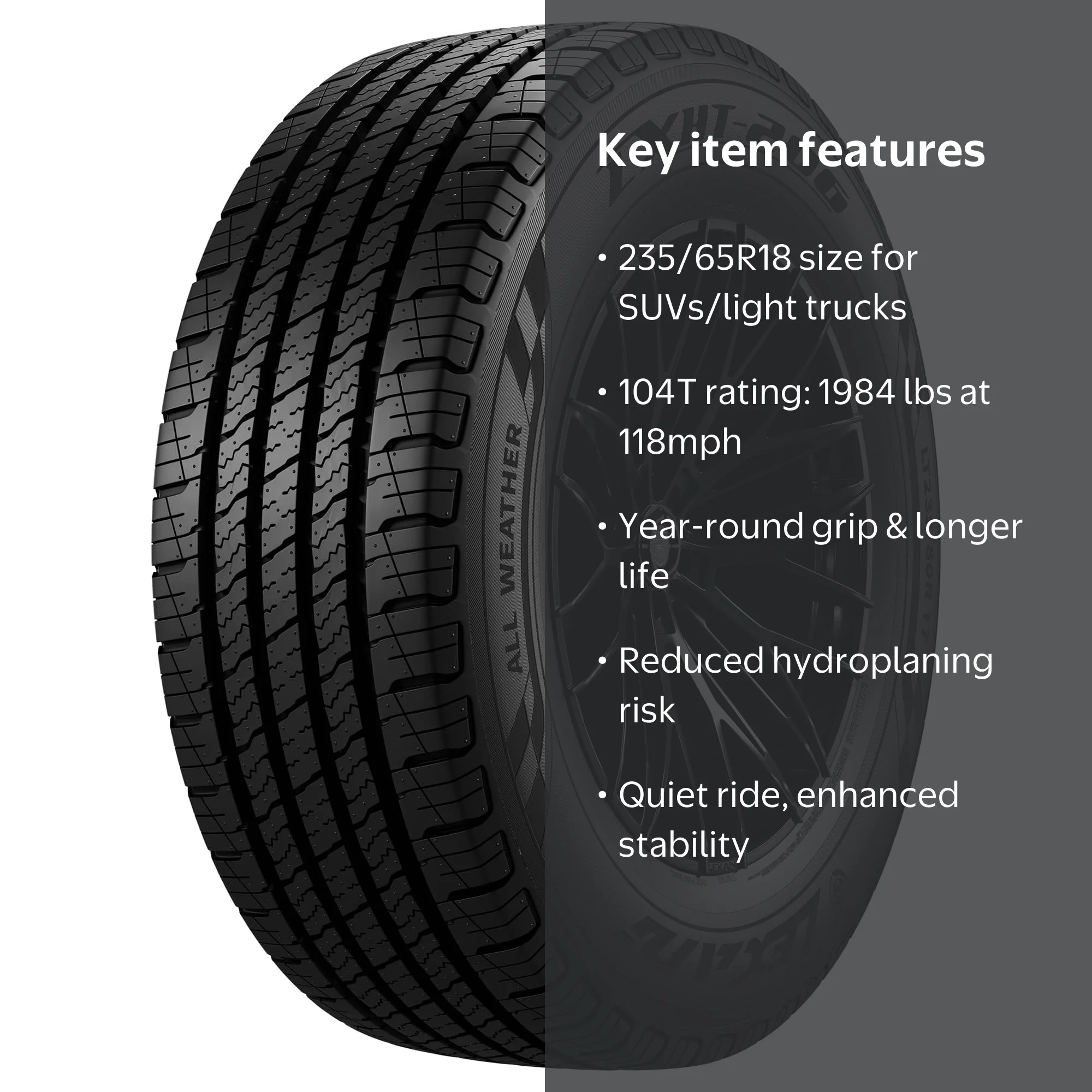Lexani, SUV Crossover Tire, P235/65R18 104T, Black - Walmart.com
