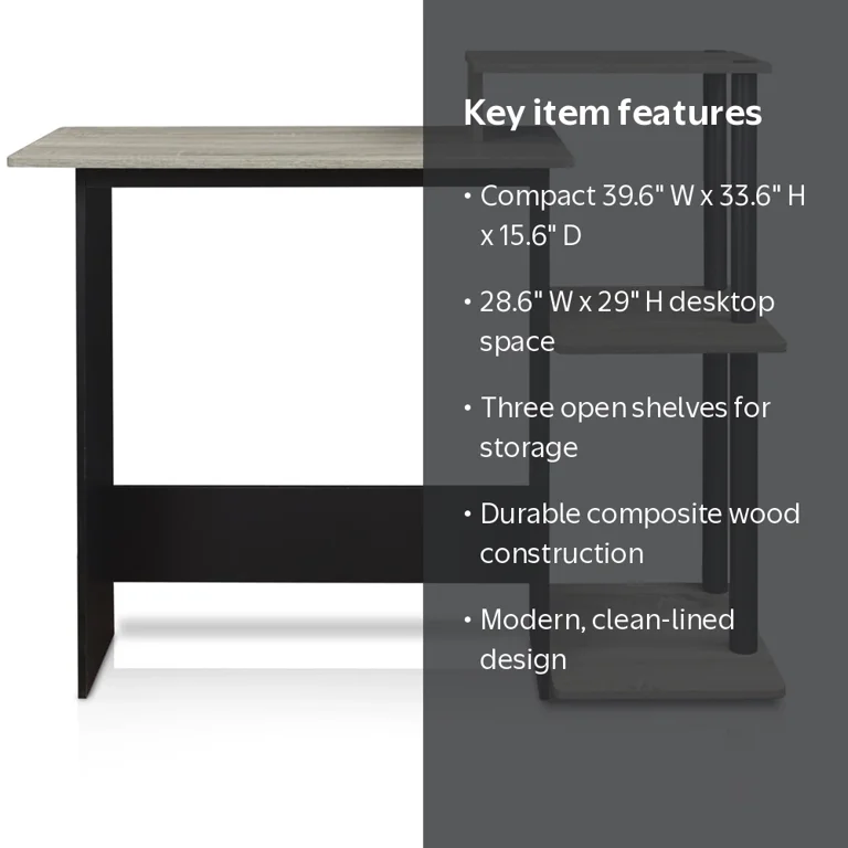Furinno Efficient Home Laptop Desk, French Oak Black, Model 11192