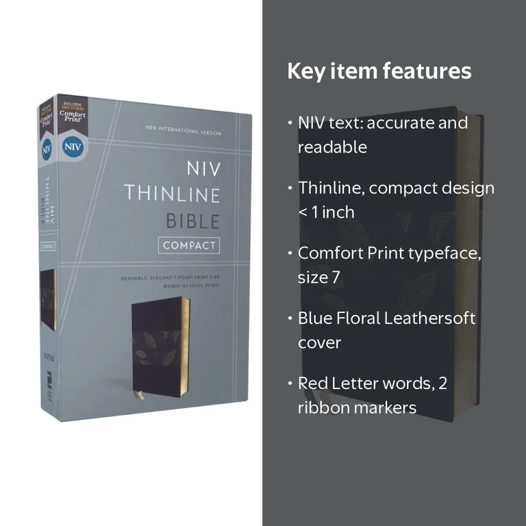 Zondervan, Thinline Bible, Compact, 7 inch, Blue Floral - Walmart.com
