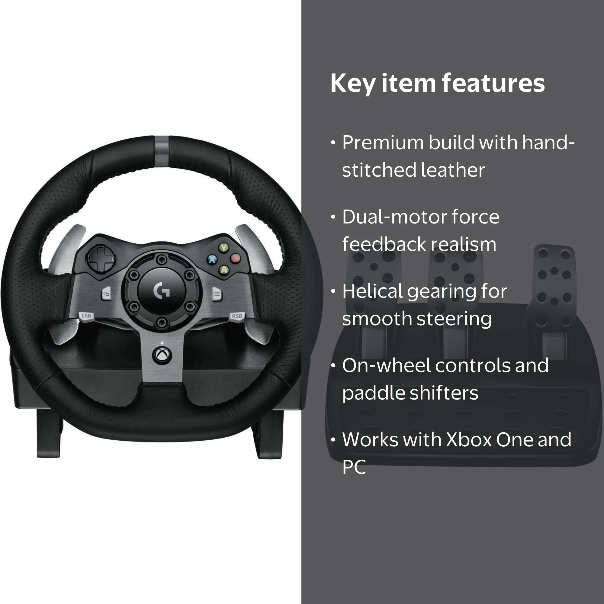 Logitech G920 Gaming Steering Wheel with Pedals for Xbox One and