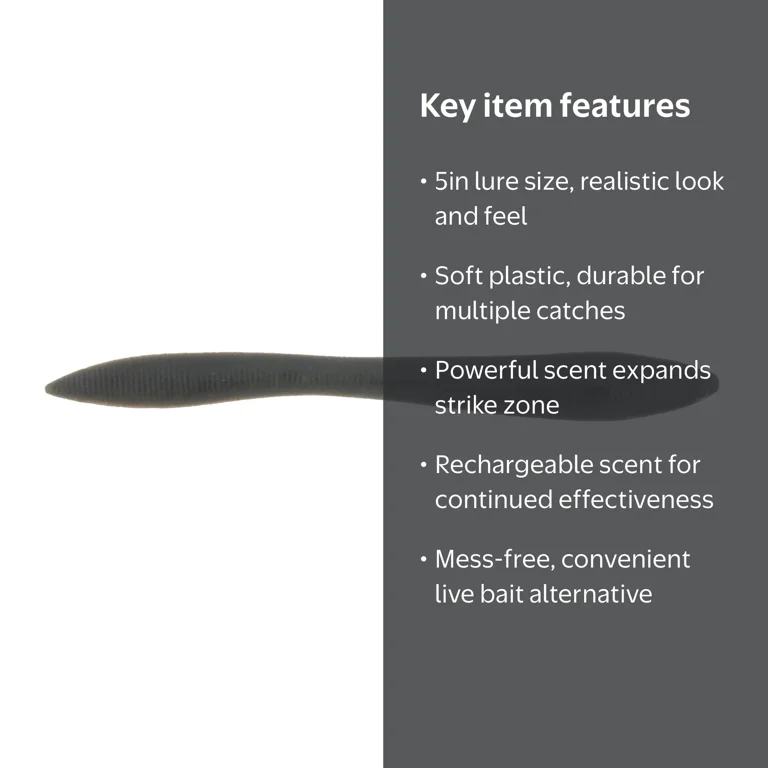 Berkley Gulp! Alive! Jumbo Leech Fishing Bait, Black, 5in | 13cm