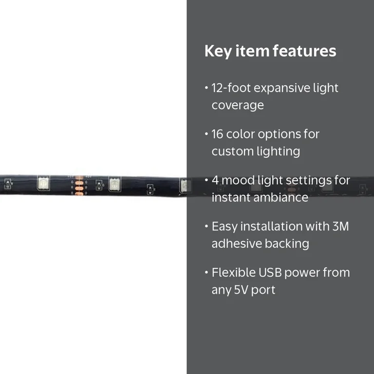 Premier Color Changing LED Light Rope, USB Powered, 12ft, Multi