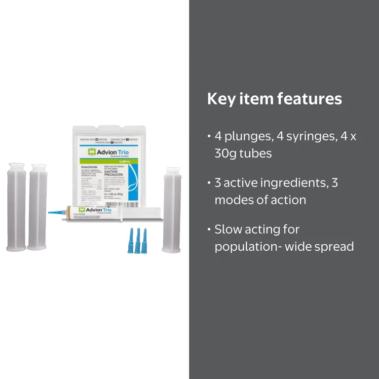 Advion Trio Cockroach Gel Bait - 1 Pack (4 Plunges, 4 Syringes, 4