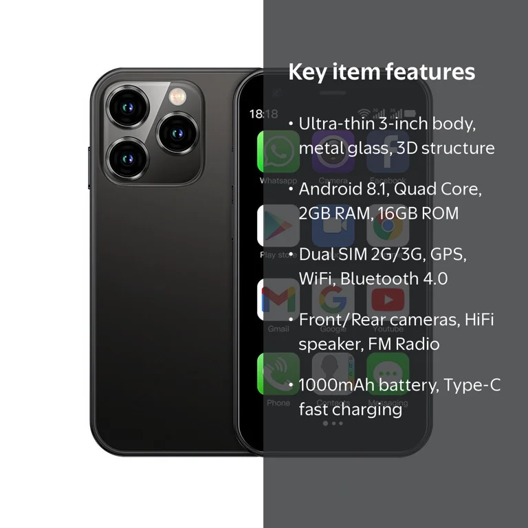 SOYES XS15 Android 8.1 2GB RAM 16GB ROM Ultra-thin 3 Inch Dual SIM
