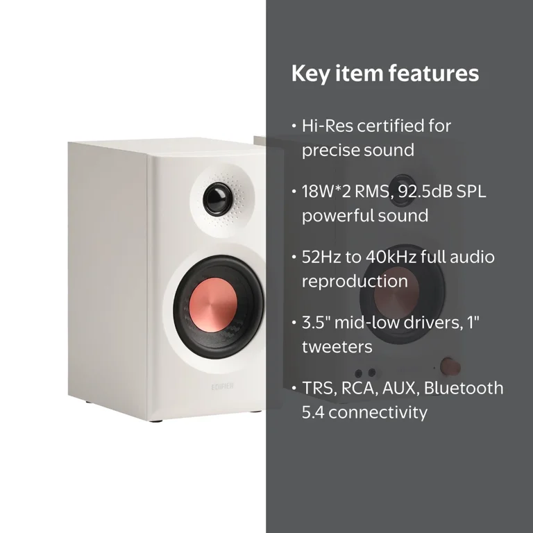Edifier, MR3 Powered Studio Monitor Speakers, White, Pair