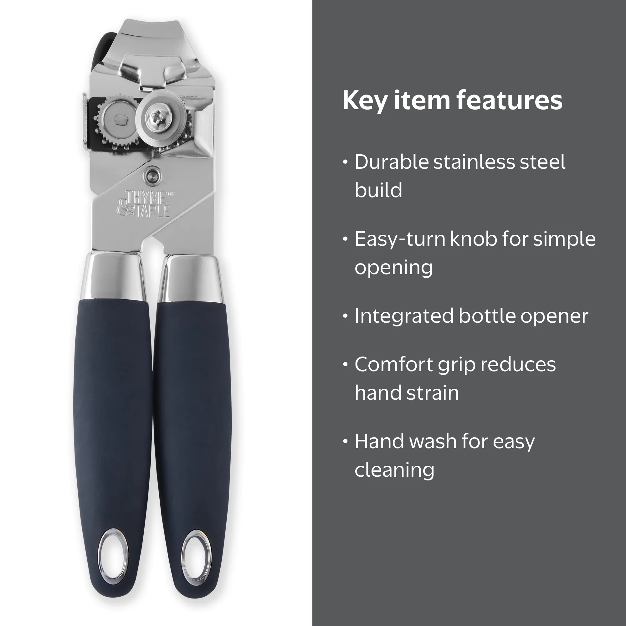 Thyme & Table Stainless Steel Can Opener with Easy-Turn Knob and