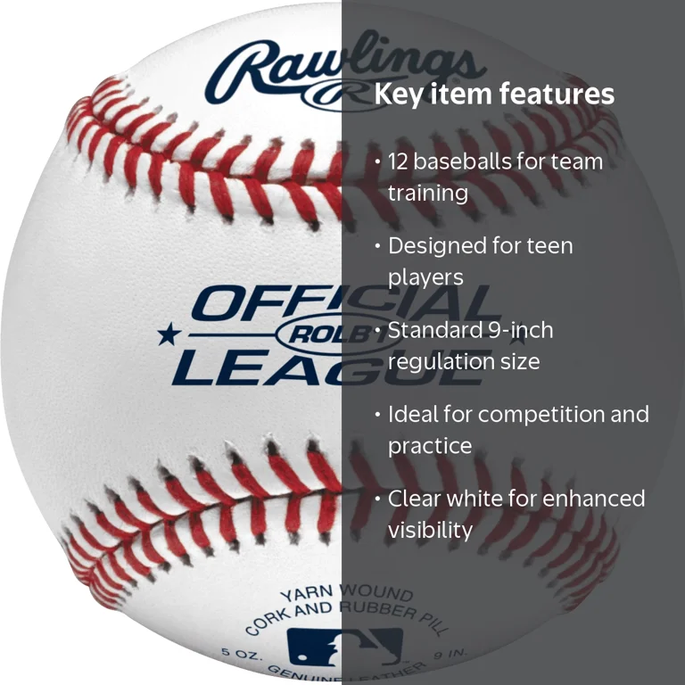 Rawlings Official League Baseballs - Youth/14U - 12 Count