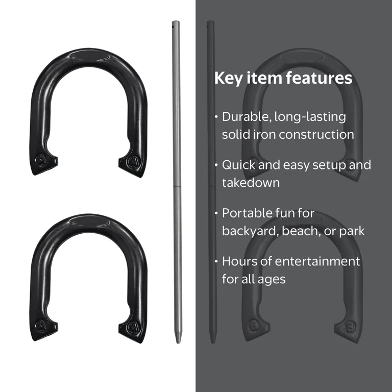 Solid Iron Horseshoes Outdoor Tossing Game Set, 6-Piece, by