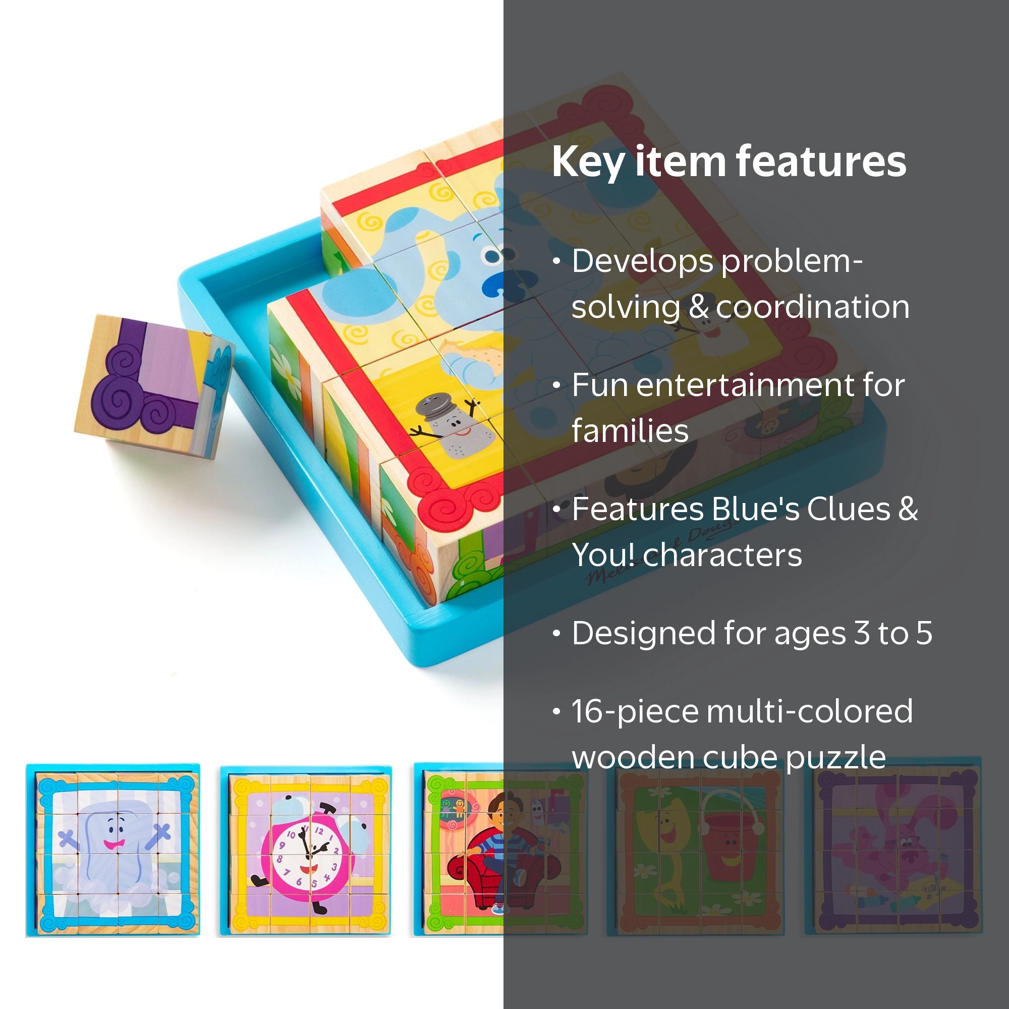 Melissa & Doug Blue's Clues & You! Wooden Cube Puzzle (16 Pieces